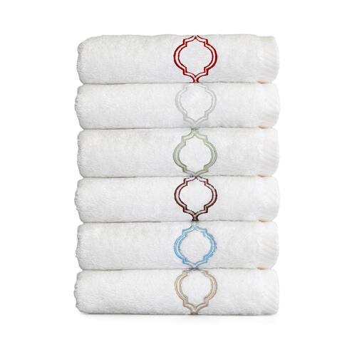 Authentic Hotel and Spa Embroidered Tile Turkish Cotton Bath Towel