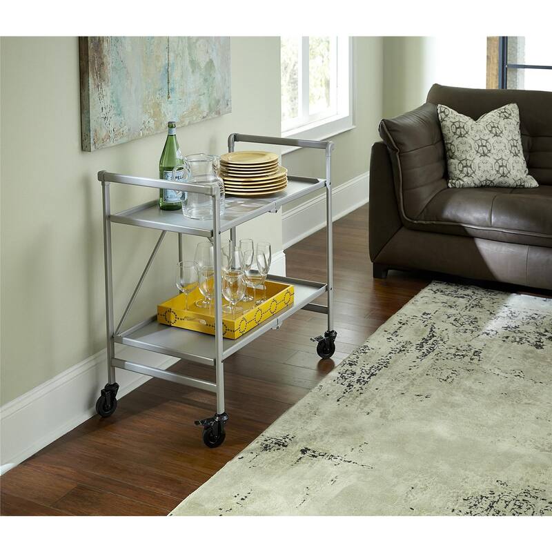 Avenue Greene Outdoor/ Indoor Metal Slat Folding Serving Cart