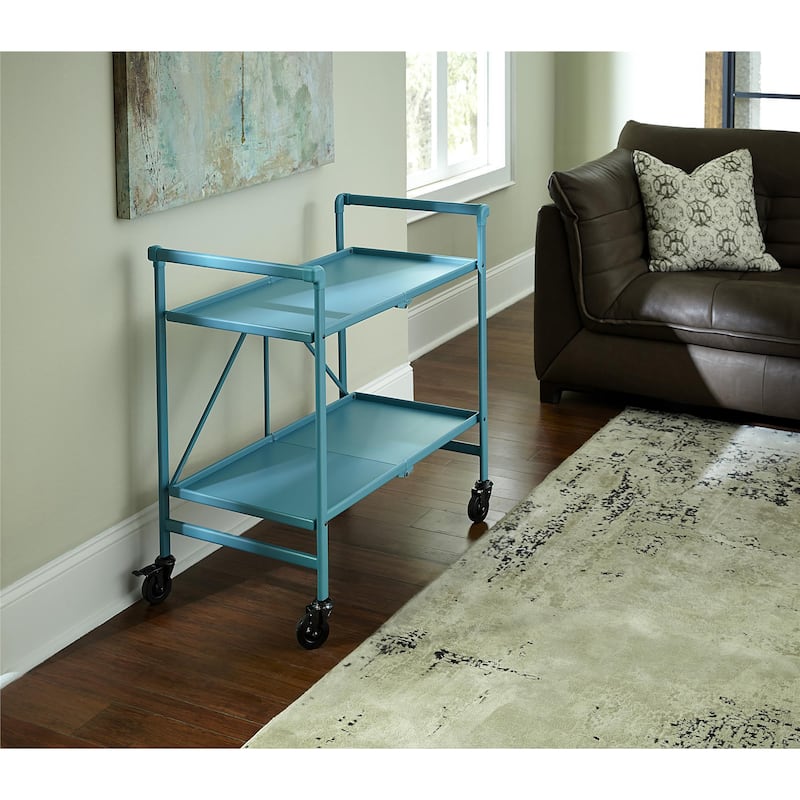 Avenue Greene Outdoor/ Indoor Metal Slat Folding Serving Cart
