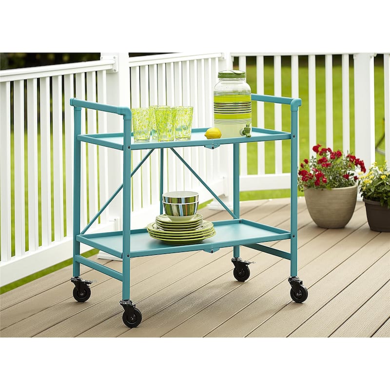 Avenue Greene Outdoor/ Indoor Metal Slat Folding Serving Cart