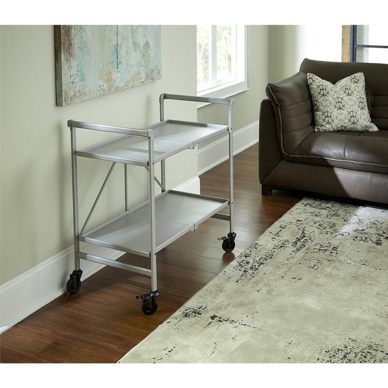 Avenue Greene Outdoor/ Indoor Metal Slat Folding Serving Cart