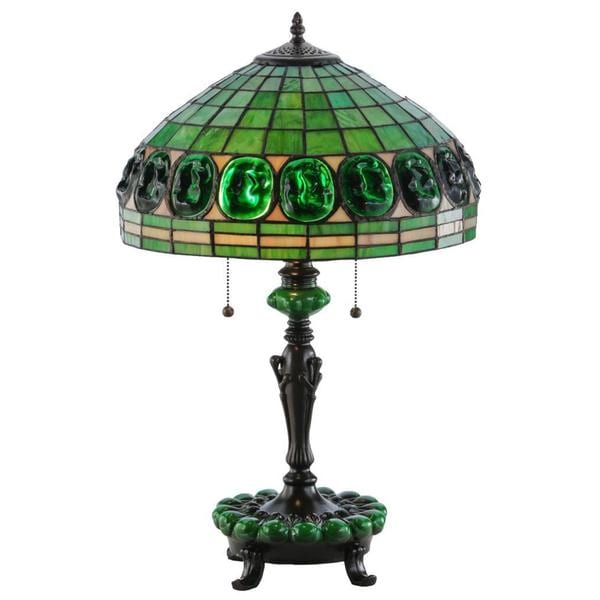 25-inch Turtleback Green Accent Base Table Lamp