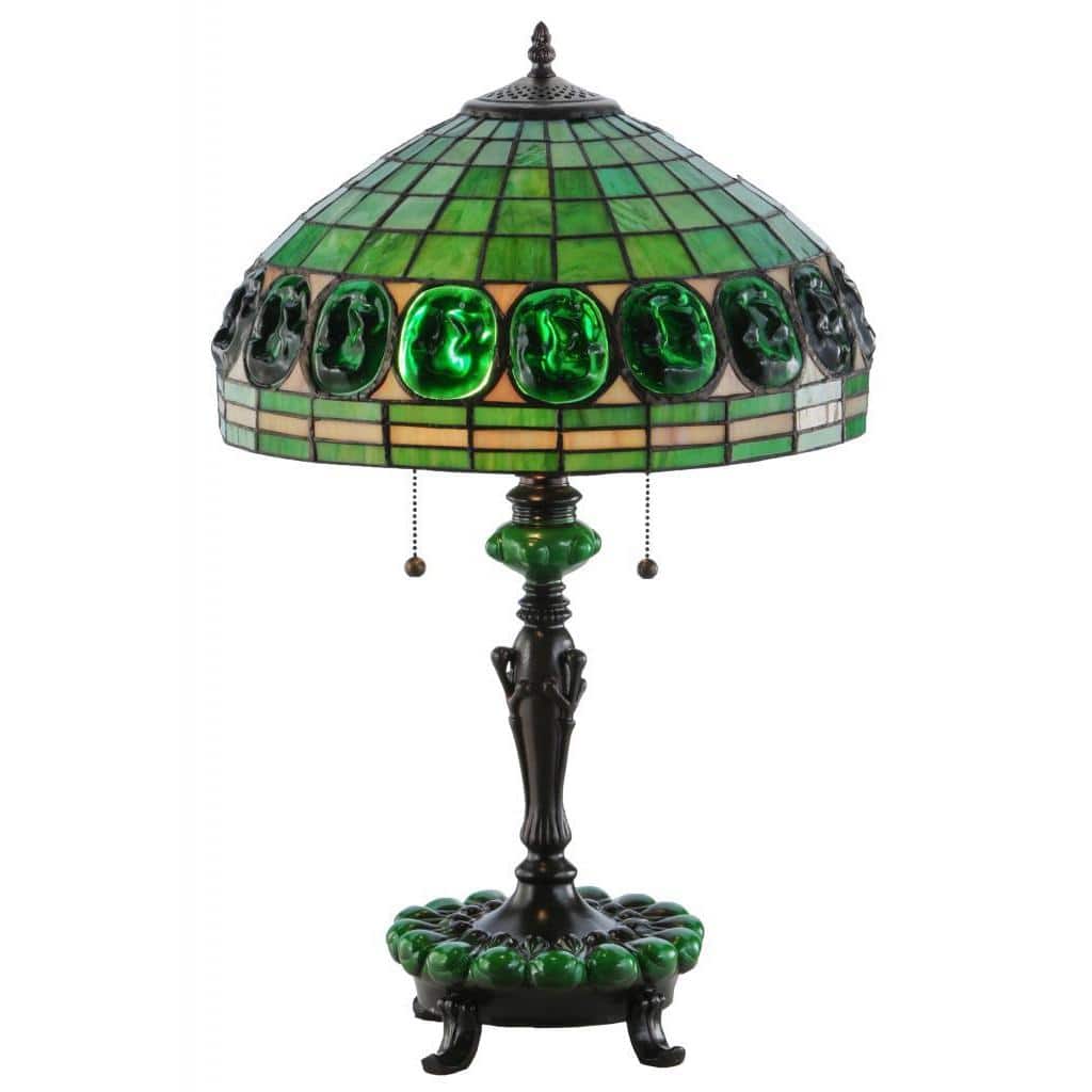 25-inch Turtleback Green Accent Base Table Lamp