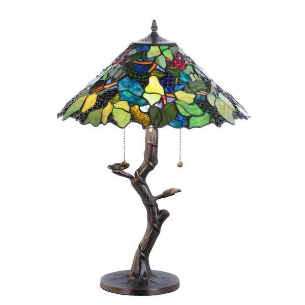 25-inch Tiffany-style Grape Harvest Apple Tree Table Lamp - Bed Bath ...