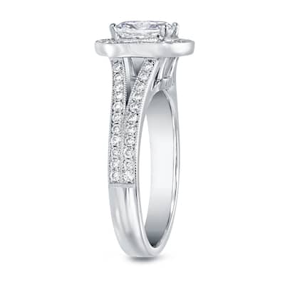 Auriya Vintage Inspired 2ctw Cushion Cut Halo Diamond Engagement Ring 14k White Gold (F-G, VS1-VS2)