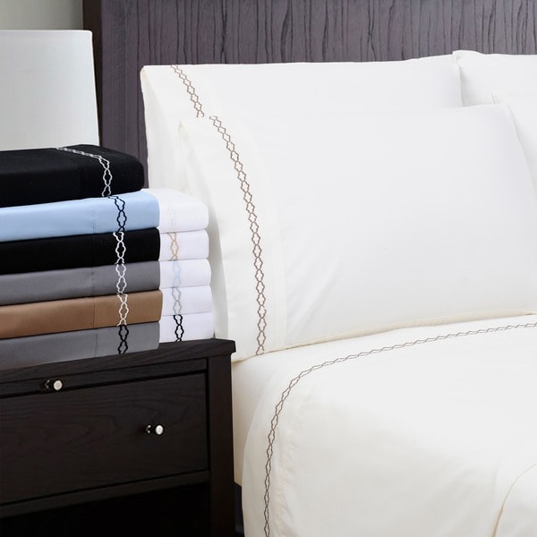 Superior Embroidered 6piece Microfiber Deep Pocket Sheet Set Free