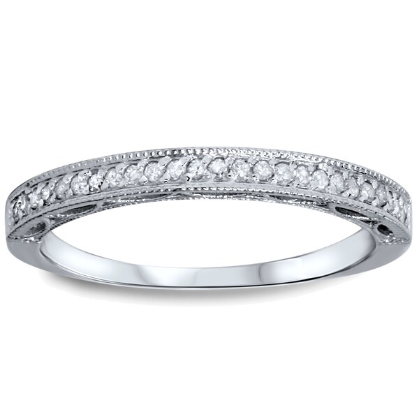 10k White Gold 1/10ct TDW Diamond Wedding Ring with Open Gallery Details