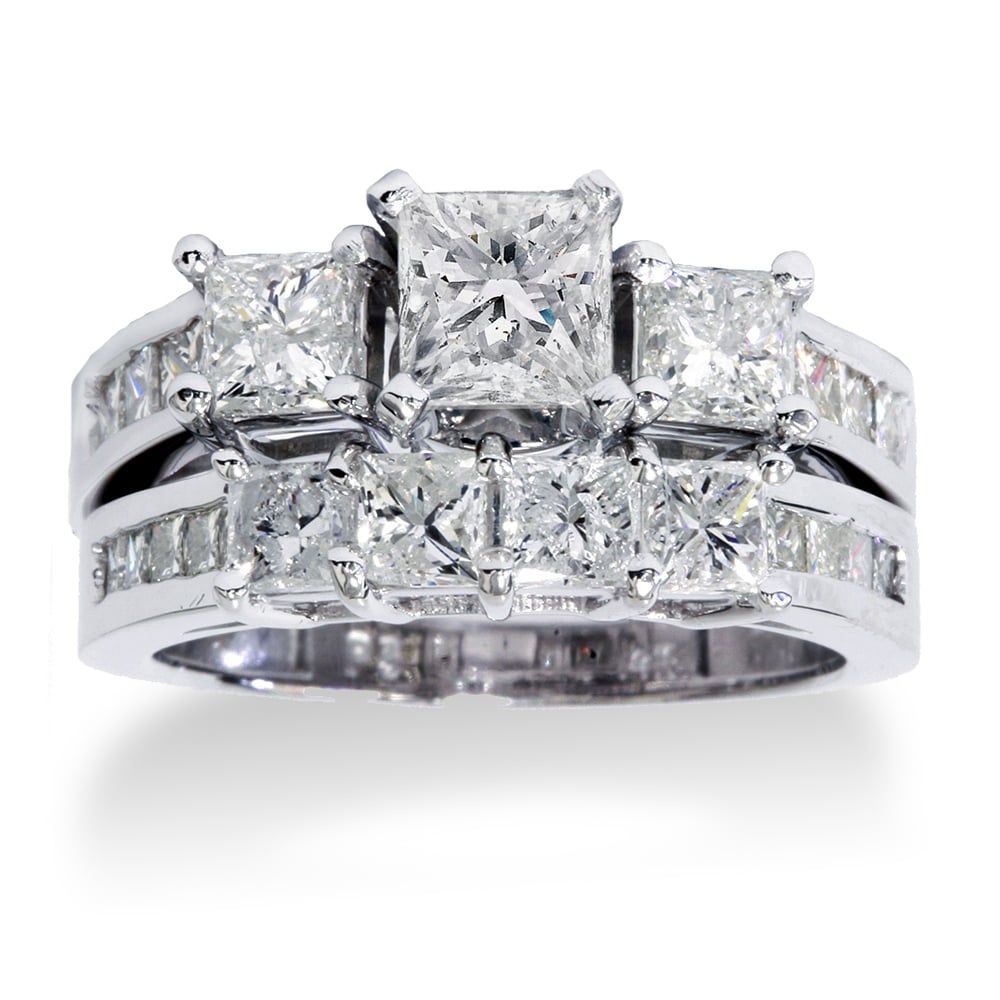 2 3 Ct Princess Cut Diamond Bridal Ring Set 14k White Gold