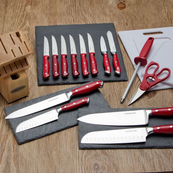 Farberware Red Forged Triple Riveted Knife Set, 15 Piece 