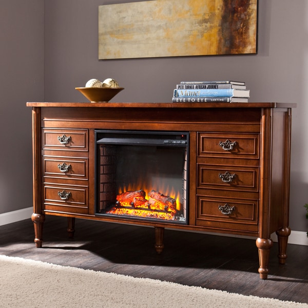 Shop Harper Blvd Lismore 60 Inch Whiskey Maple Electric Fireplace