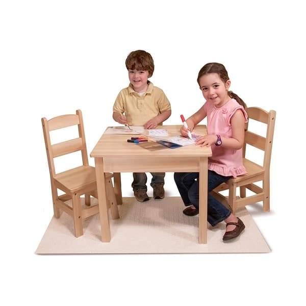 Melissa & Doug 3-Piece Wood Table & Chairs Set - Ages 3+