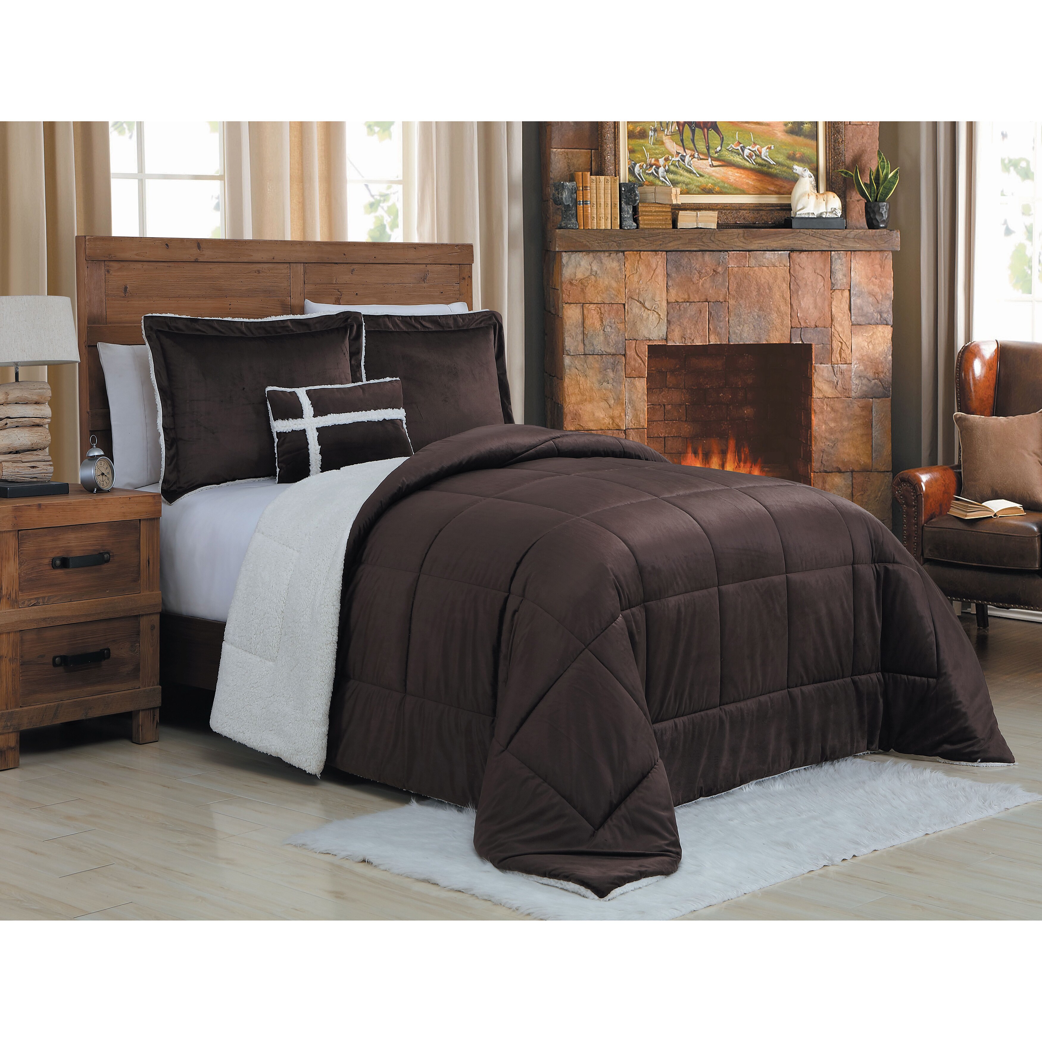 Shop Micro Mink Reversible To Sherpa 4 Piece Comforter Set Free