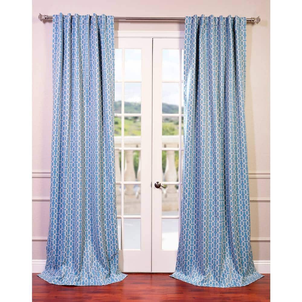 Exclusive Fabrics Fret Sky Blue/ Teal Room Darkening Curtain Panel Pair (2 Panels)