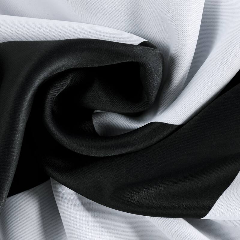 Exclusive Fabrics Black & Fog White Stripe Room Darkening Curtain Panel Pair (2 Panels)