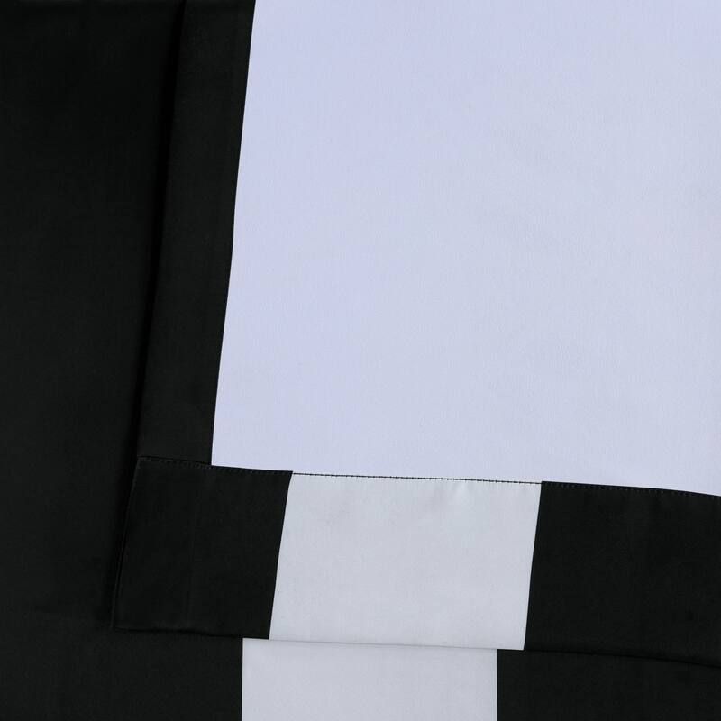 Exclusive Fabrics Black & Fog White Stripe Room Darkening Curtain Panel Pair (2 Panels)