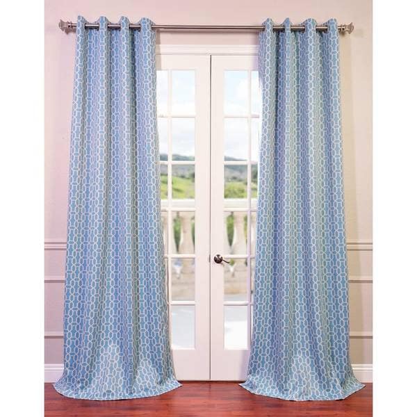 blue white curtain fabric