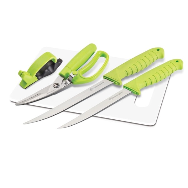 Kilimanjaro 5-piece Fishing Knife Set with Cutting Board