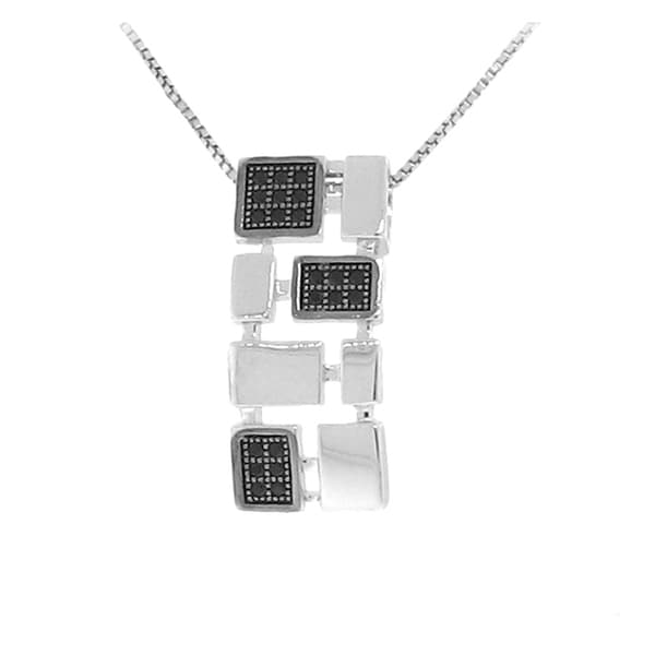 Gioelli Sterling Silver Alternate Rectangle Black Cubic Zirconia