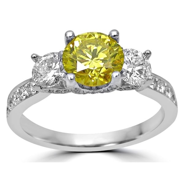 Noori 18k Gold 1 2ct Canary Yellow And White Round Diamond Noori 18k Gold 1 2ct Canary Yellow And White Round Diamond Three Stone Engagement