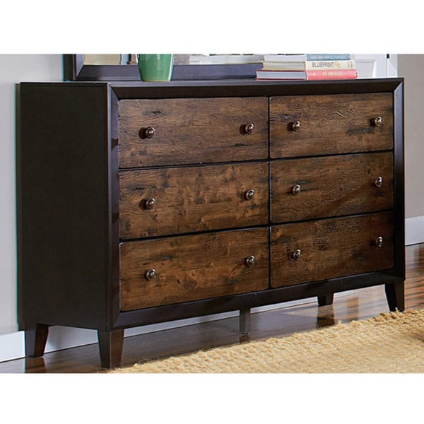 Tribecca Home Draven Espresso Drifted Oak 6 Drawer Dresser Overstock 9536773