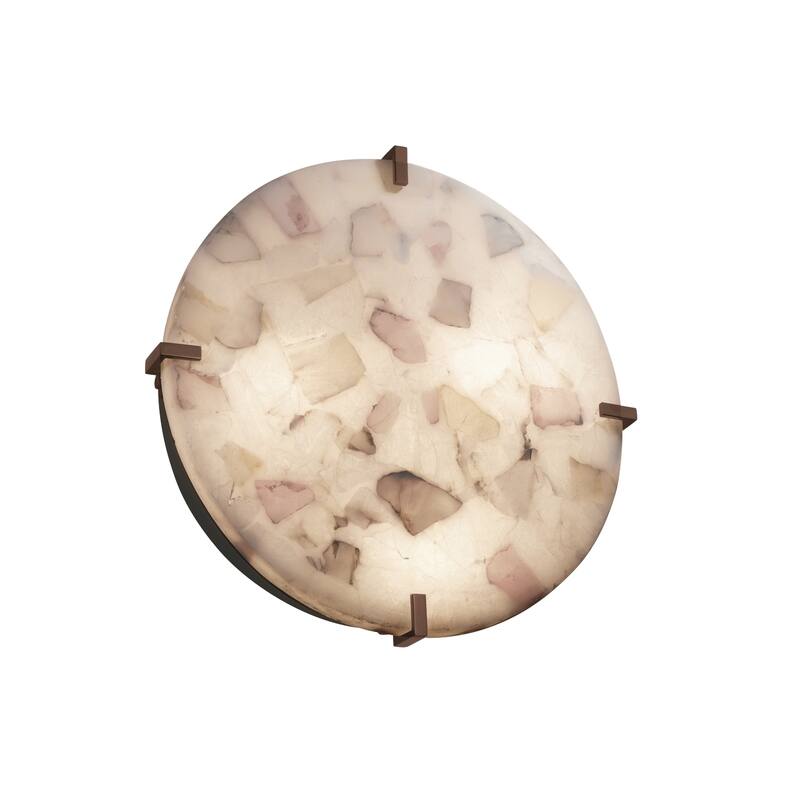 Justice Design Alabaster Rocks Clips 4-light Dark Bronze Flush Mount, Round Shade
