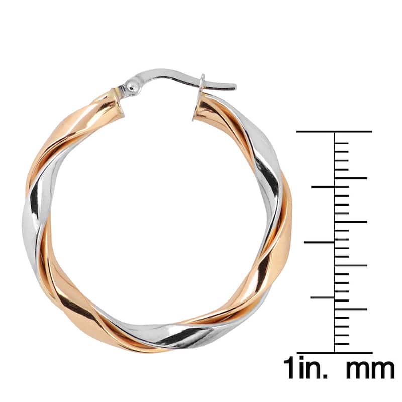 Fremada 10k Two-tone Gold High Polish Twisted Hoop Earrings