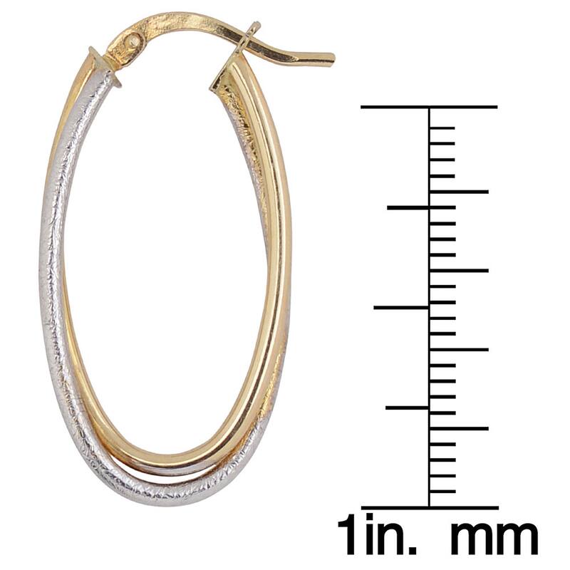 Fremada 10k Two-tone Gold High Polish and Textured Overlapping Elongated Earrings