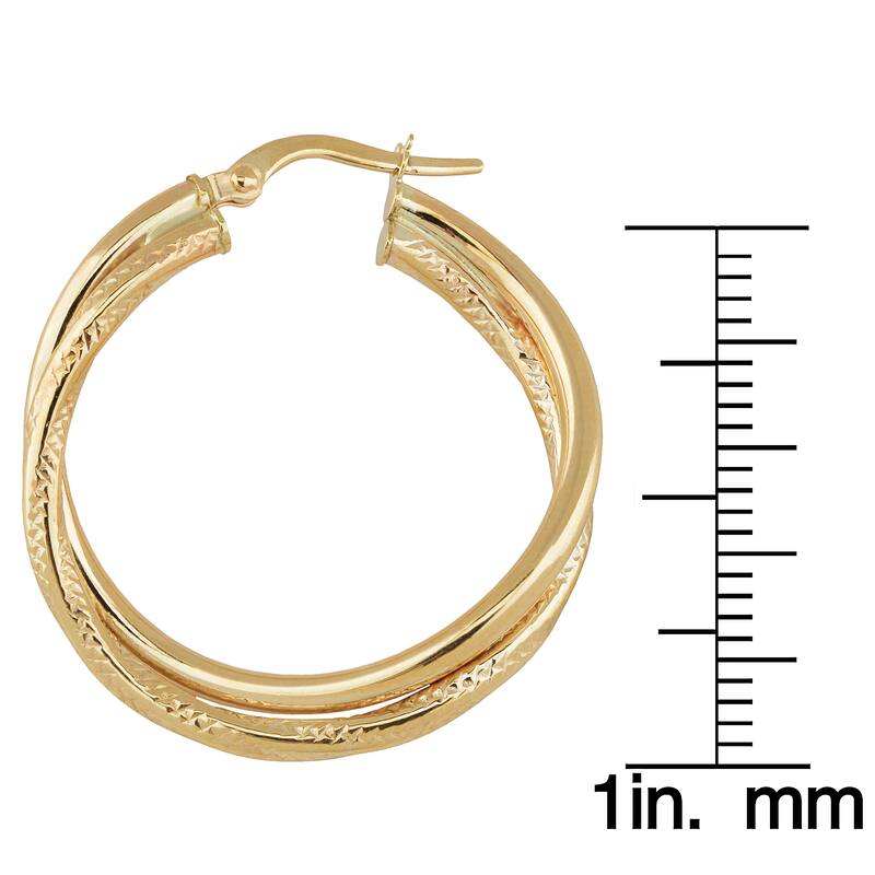 Fremada 10k Yellow Gold Overlapping Hoop Earrings