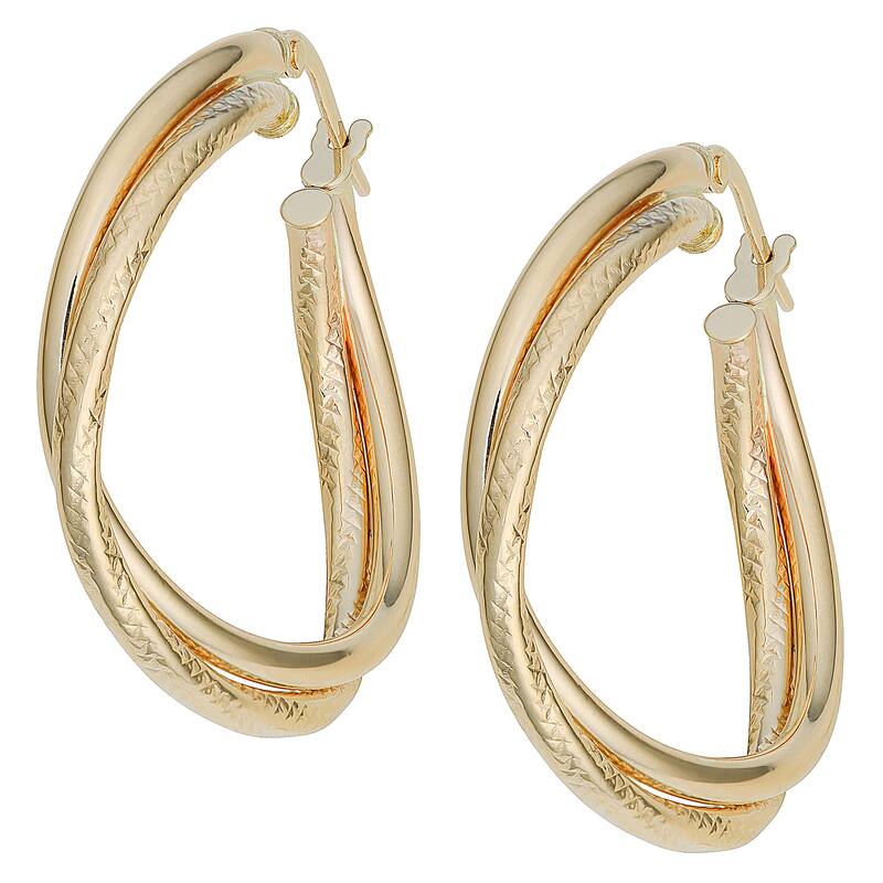 Fremada 10k Yellow Gold Overlapping Hoop Earrings