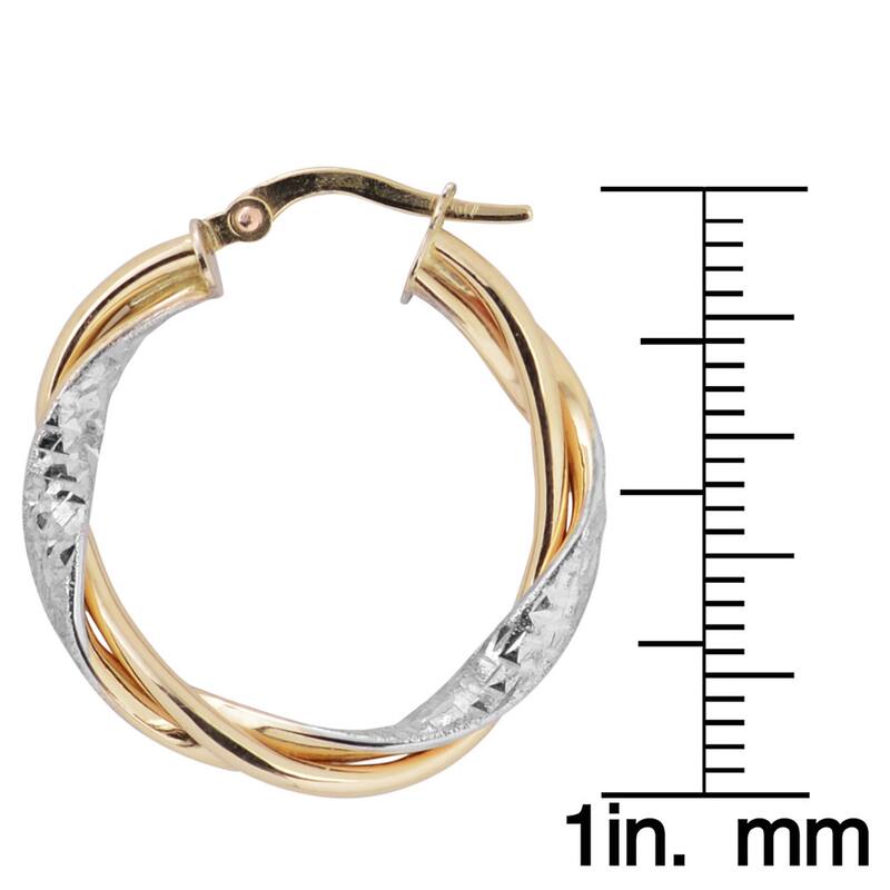 Fremada 10k Two-tone Gold Twisted Hoop Earrings
