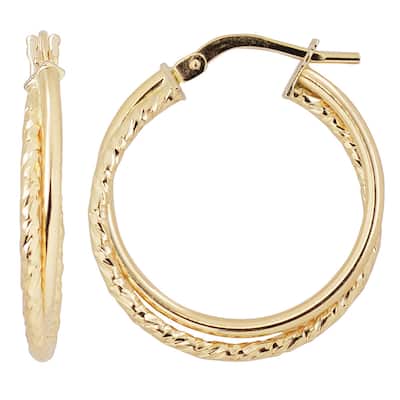 Fremada Italian 10k Yellow Gold Overlapping High Polish Hoop Earrings