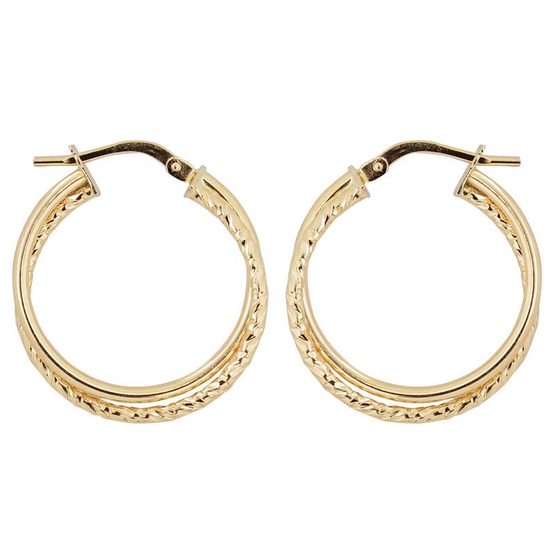 Fremada Italian 10k Yellow Gold Overlapping High Polish Hoop Earrings