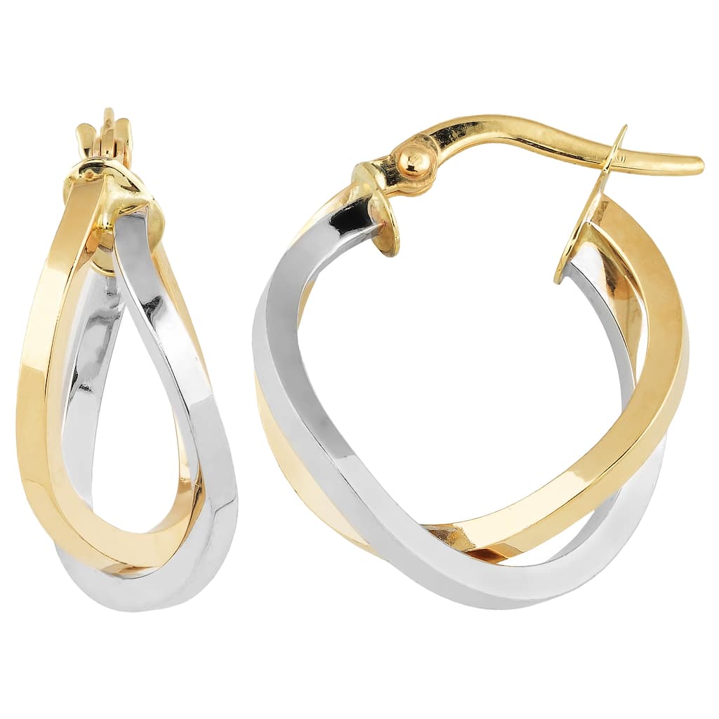 Fremada 10k Two-tone Gold High Polish Overlap Hoop Earrings