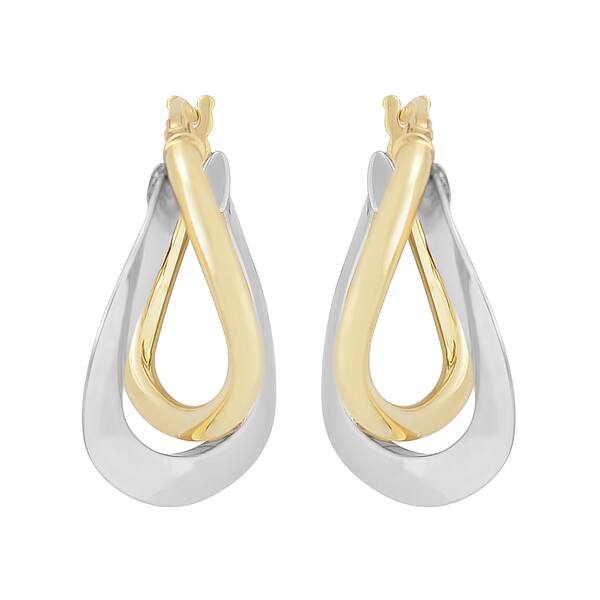 Fremada 10k Two Tone Gold High Polish Overlap Double Hoop Earrings Fremada 10k Two Tone Gold High Polish Overlap Double Hoop Earrings