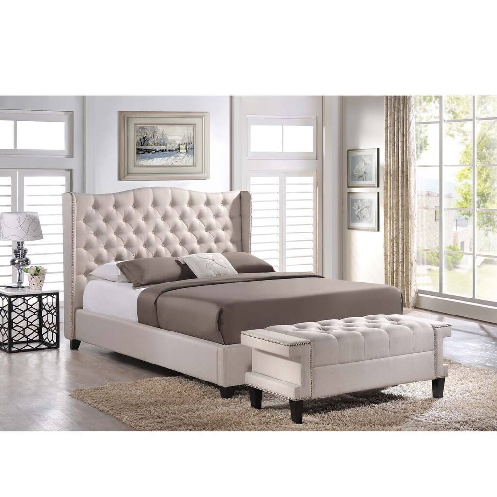 Baxton Studio Zant Queen/King Light Beige Modern 2 PC Bedroom Set