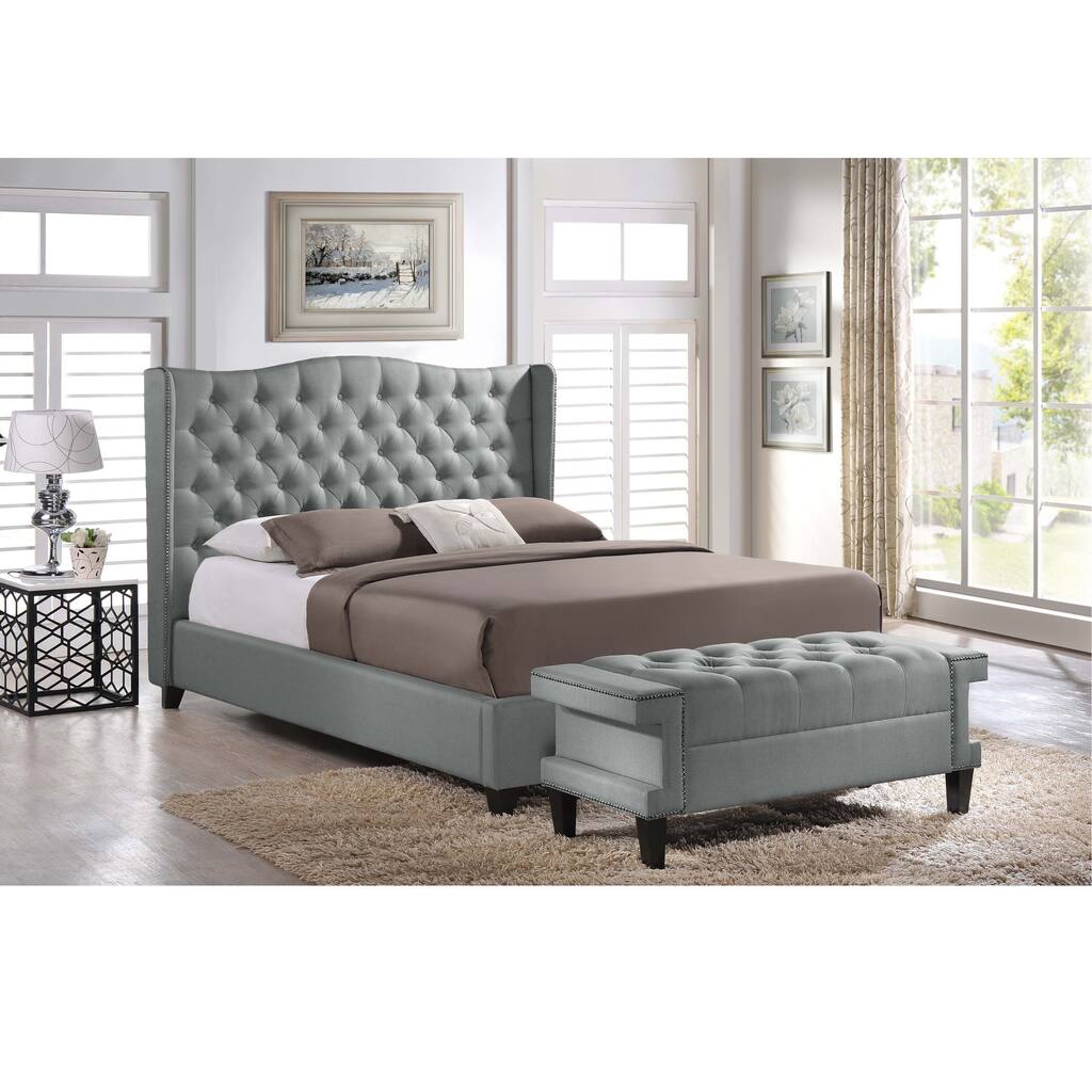 Baxton Studio Zant Queen/King Grey Modern 2 PC Bedroom Set