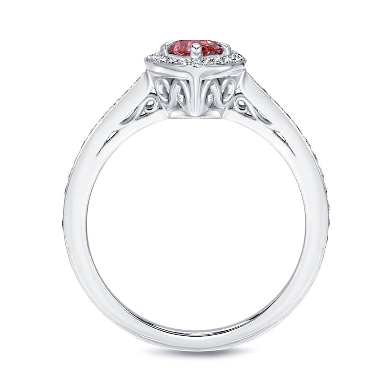 Auriya 18k Gold 1 1/3ctw Marquise-cut Halo Pink Diamond Engagement Ring (H-I, SI1-SI2)