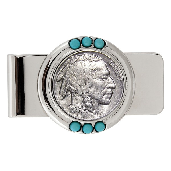 American Coin Treasures Buffalo Nickel Turquoise Money Clip