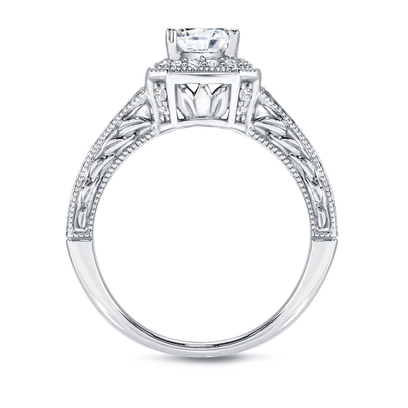 Auriya Vintage Inspired Princess-Cut Diamond Halo Engagement Ring 1 1/4ct TDW 14K Gold (H-I, SI1-SI2)
