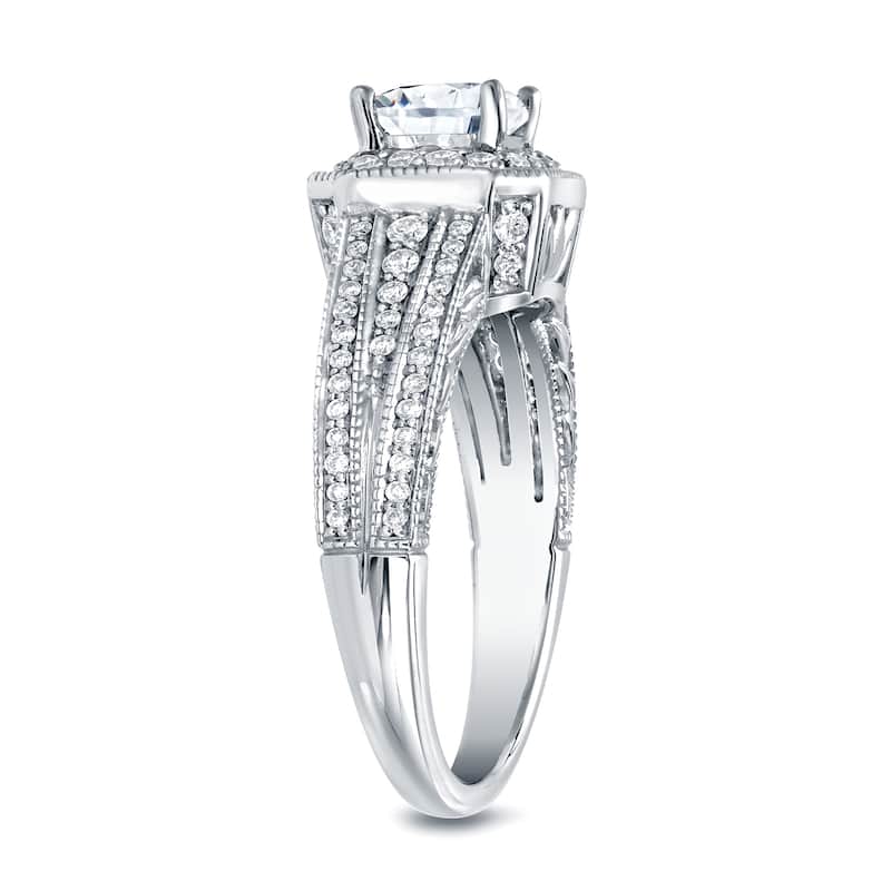 Auriya Vintage Inspired Princess-Cut Diamond Halo Engagement Ring 1 1/4ct TDW 14K Gold (H-I, SI1-SI2)