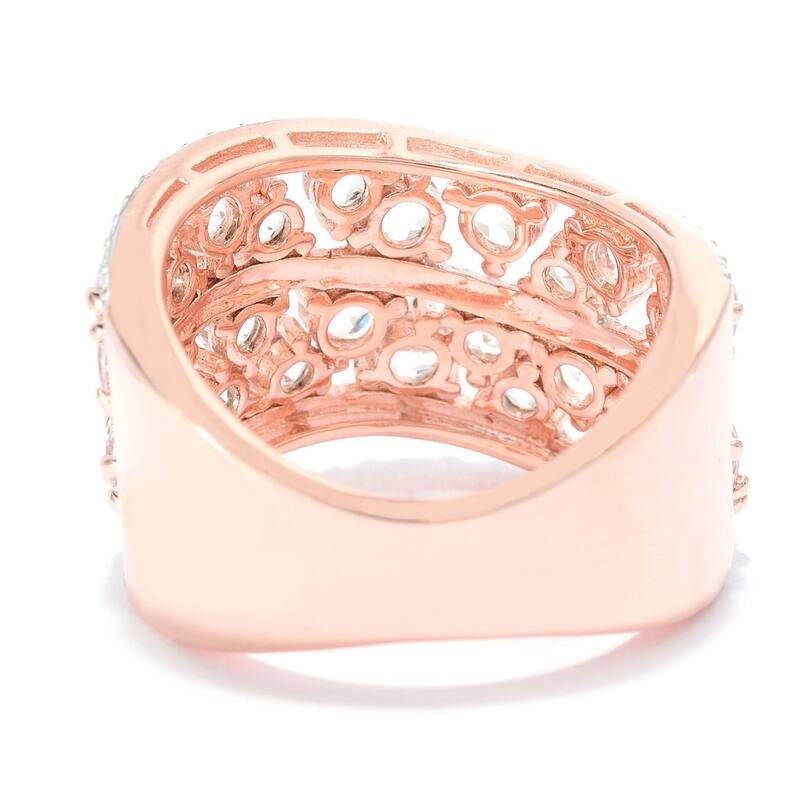 18k Rose Gold Over Silver Scattered Morganite Wave Band Ring