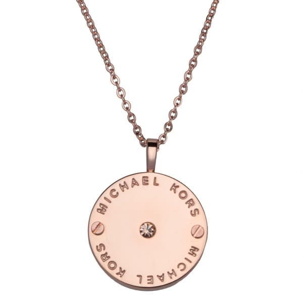 michael kors branded disc necklace