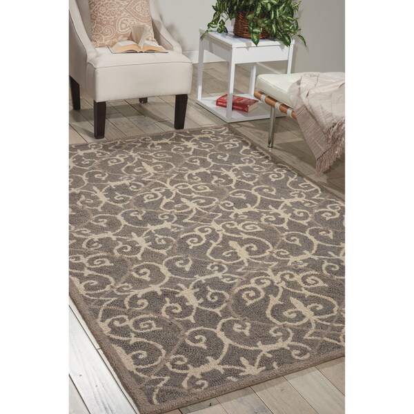 Shop Nourison Marina Silver Patterned Area Rug 8' x 10'6" On Sale
