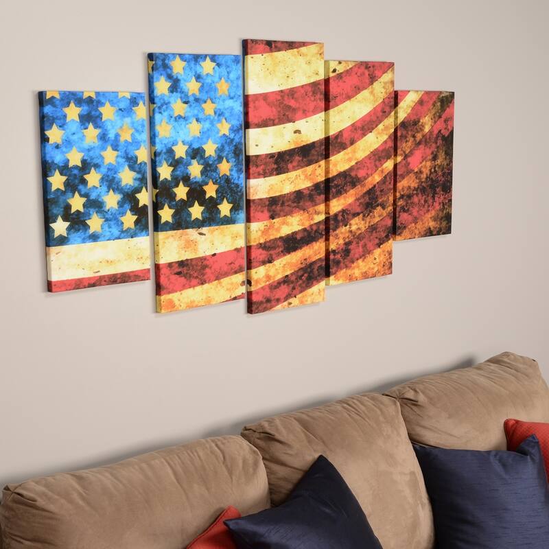 God Bless America Flag' Canvas Art Set