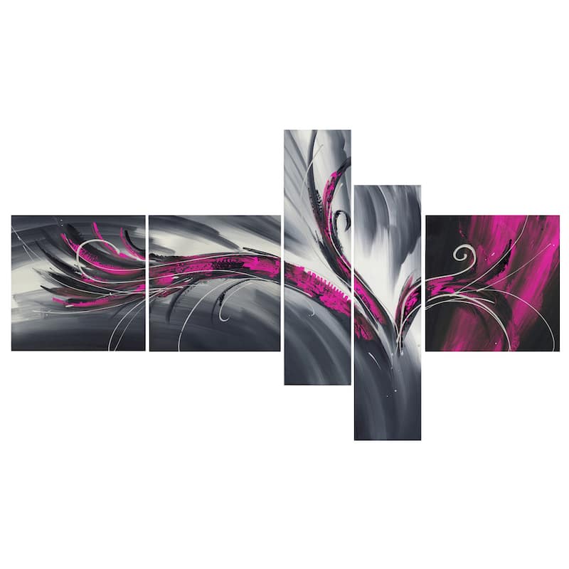 Abstract Thought" 5-piece Gallery-wrapped Canvas Print Art - Pink