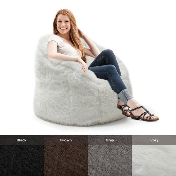 Big Joe Lux Milano Shag Fur Chair in Brown As Is Item Bed Bath