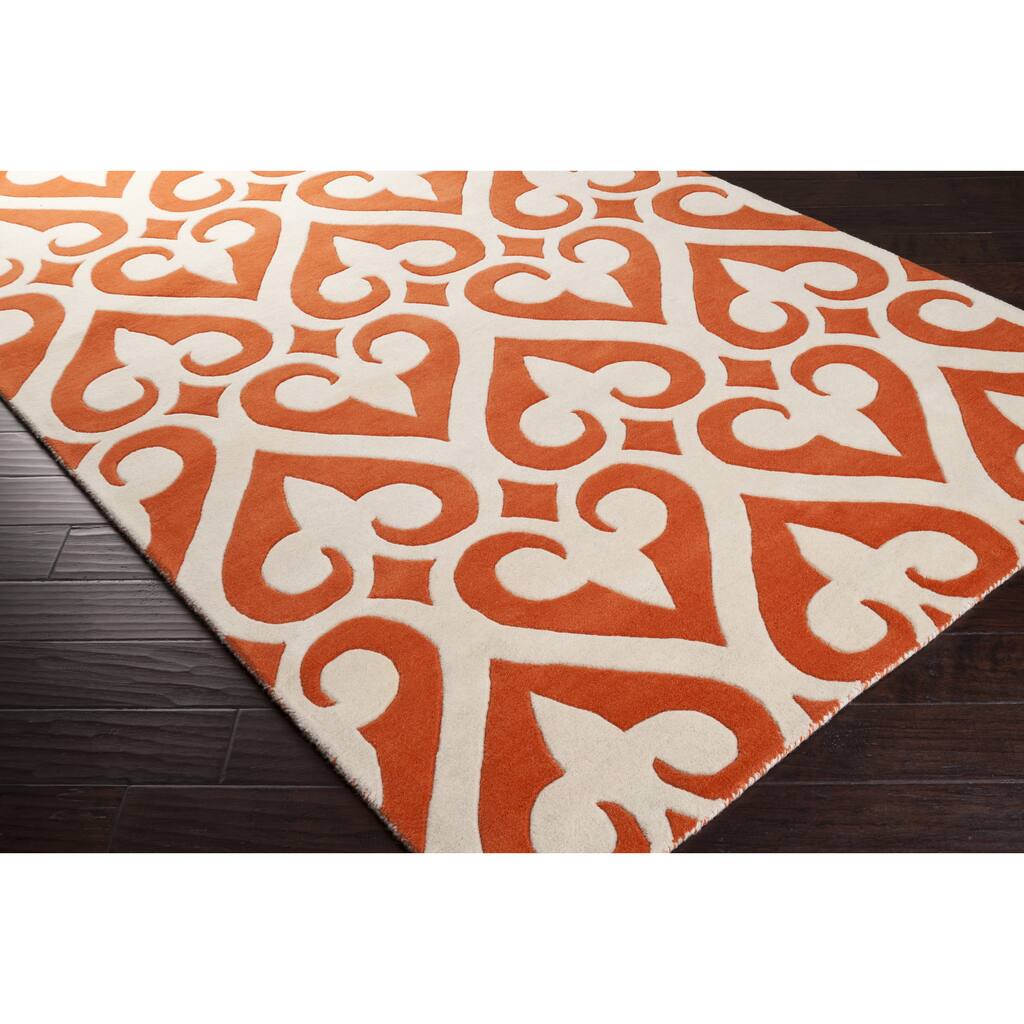 Hand-tufted Evie Orange/Ivory New Zealand Wool Area Rug - 9' x 13'