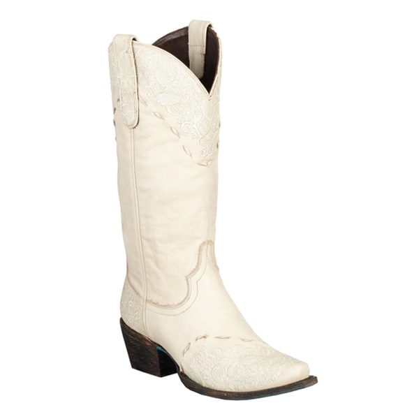 Shop Lane Boots Women's 'Jeni Lace' Ivory Leather Cowboy Boots ...