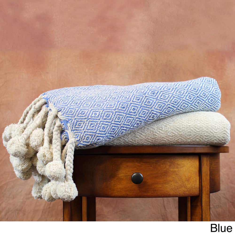 Amraupur Overseas 100-percent Cotton Printed Diamond and Solid Throw Blankets (Pack of 2)