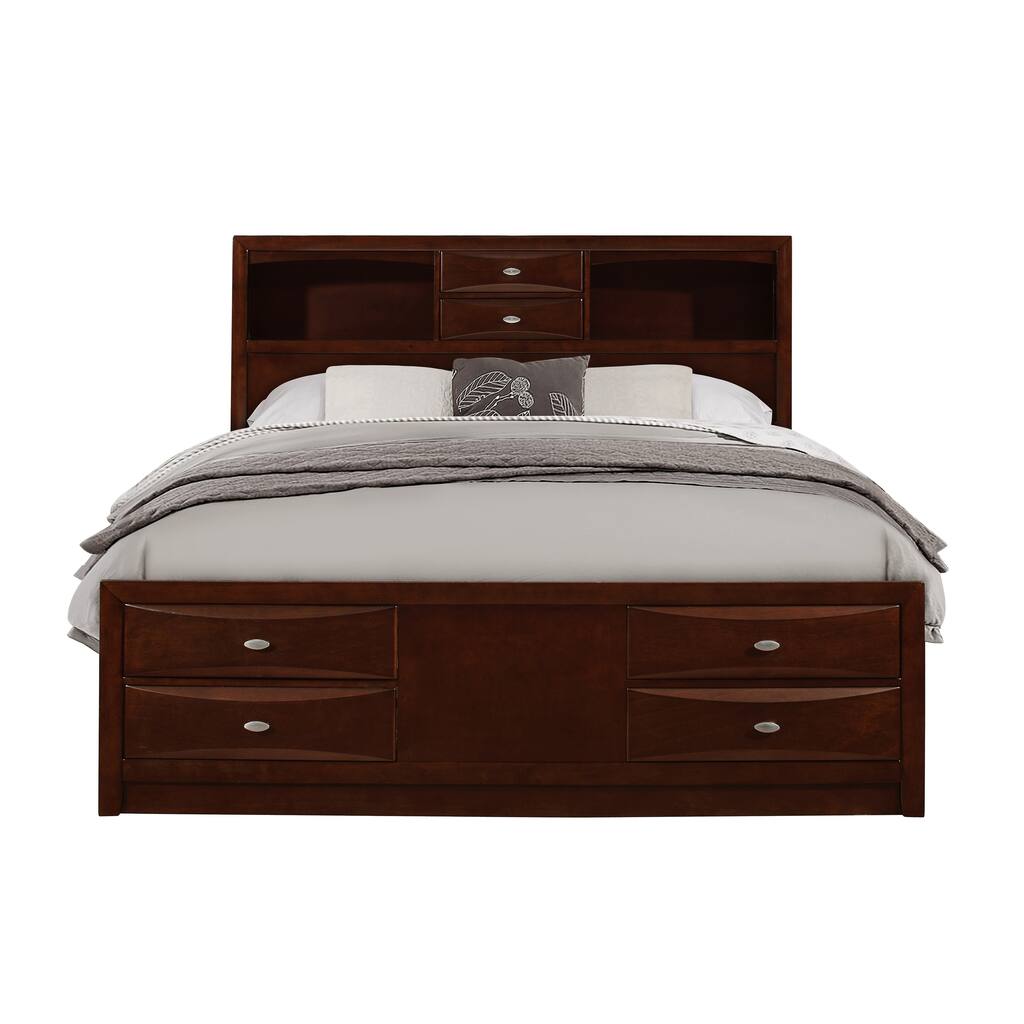 Linda Queen-size Merlot Storage Bed